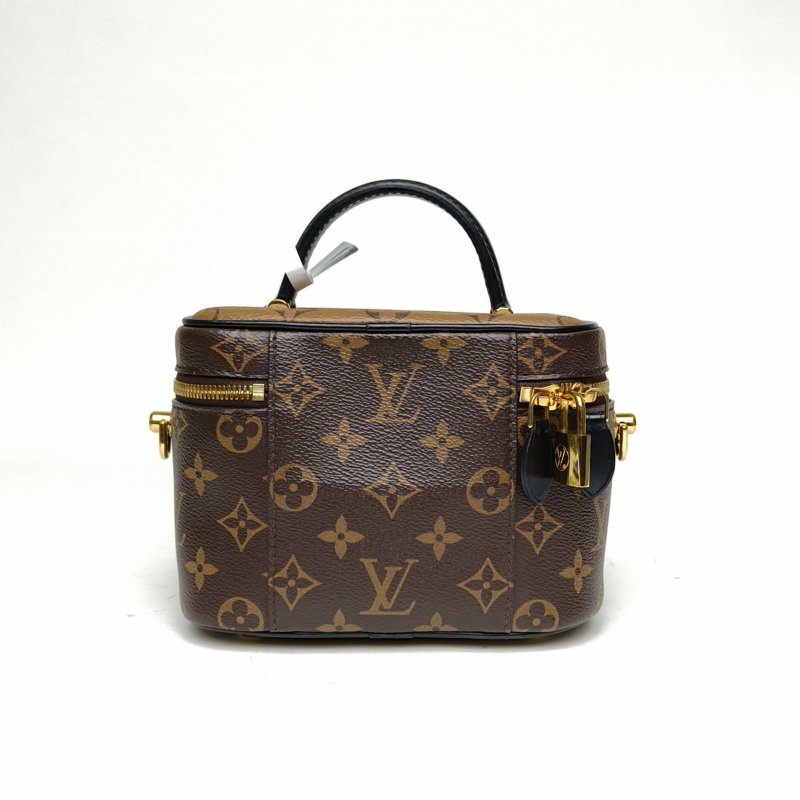 LOUIS VUITTON Vanity化妝包小號19老花PVC金扣晶片肩背包-2