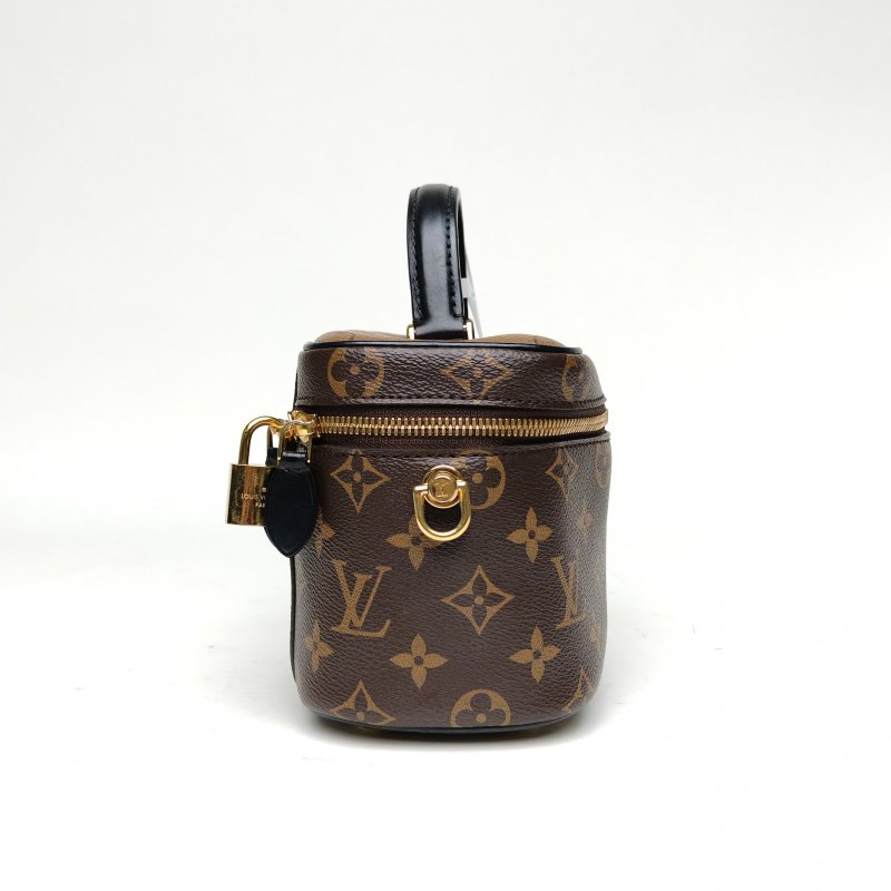 LOUIS VUITTON Vanity化妝包小號19老花PVC金扣晶片肩背包-3