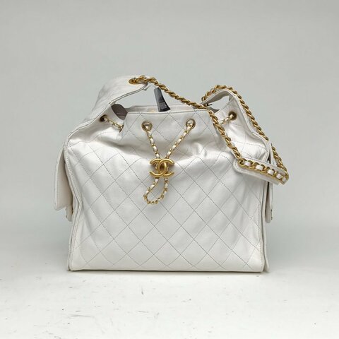 CHANEL 25BAG腋下包中號黑色荔枝牛皮晶片金扣肩背包