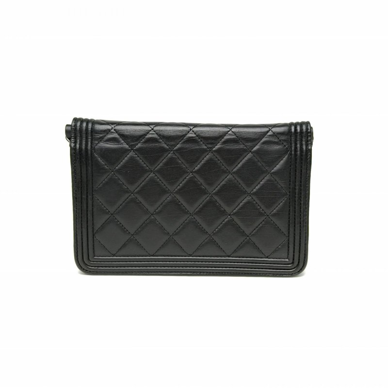 CHANEL LeboyWOC19黑色牛皮19開銀扣菱格紋肩背包-2