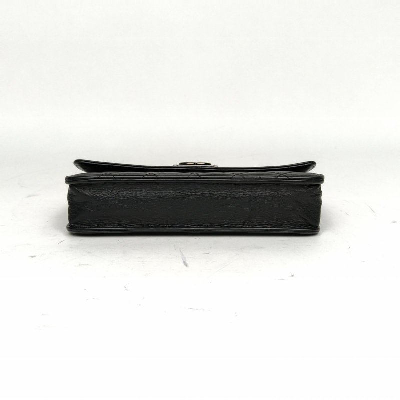 CHANEL LeboyWOC19黑色牛皮19開銀扣菱格紋肩背包-4