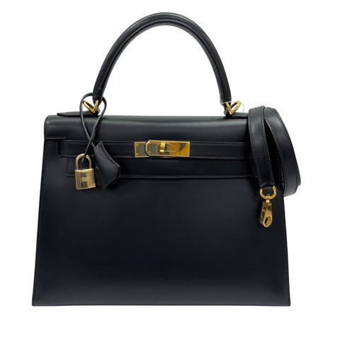 黑色 Box牛皮 Kelly 28 凱莉包 兩用包 □F刻 金扣【HERMES 愛馬仕】