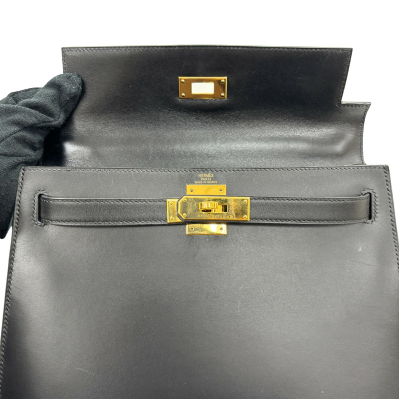 黑色 Box牛皮 Kelly 28 凱莉包 兩用包 □F刻 金扣【HERMES 愛馬仕】-4