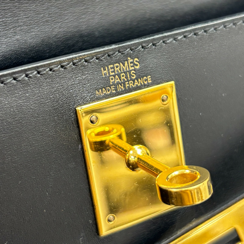 黑色 Box牛皮 Kelly 28 凱莉包 兩用包 □F刻 金扣【HERMES 愛馬仕】-7