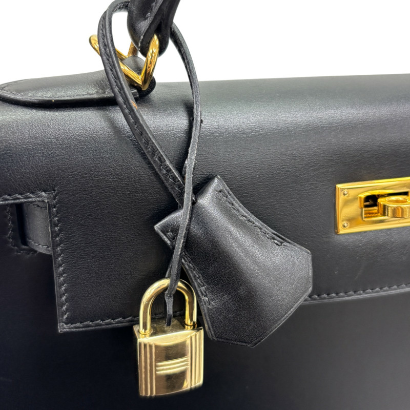 黑色 Box牛皮 Kelly 28 凱莉包 兩用包 □F刻 金扣【HERMES 愛馬仕】-11