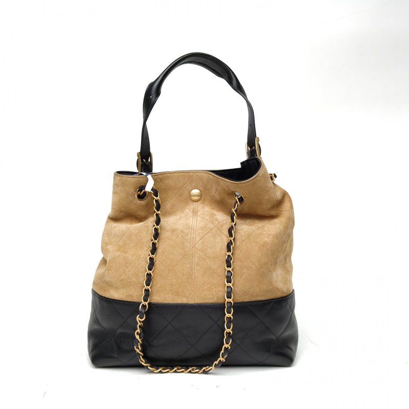 CHANEL 拼色羊皮麂皮晶片開金扣25hobo豎版/肩背包-2