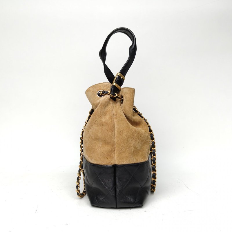 CHANEL 拼色羊皮麂皮晶片開金扣25hobo豎版/肩背包-3