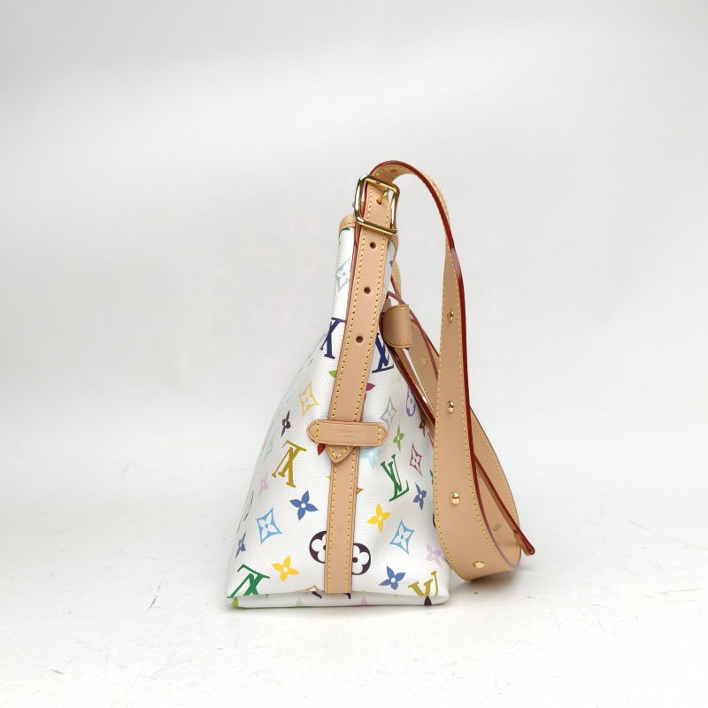 LOUIS VUITTON CARRYALL村上隆聯名小號白三彩PVC金扣晶片肩背包-1