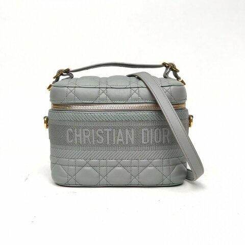 DIOR travelVanity化妝包小號霧霾藍羊皮金扣2021肩背包