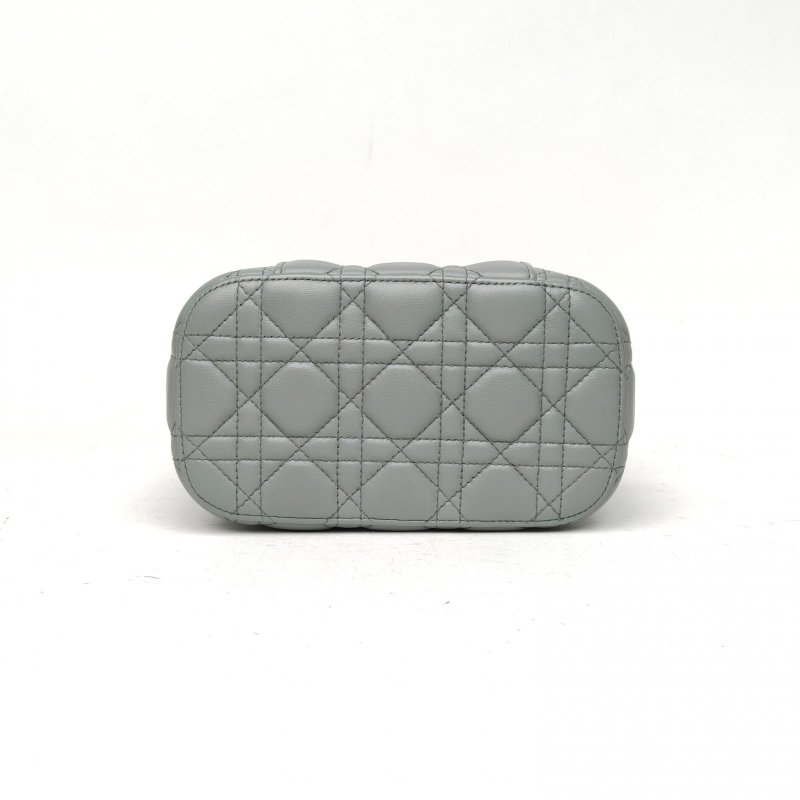 DIOR travelVanity化妝包小號霧霾藍羊皮金扣2021肩背包-4