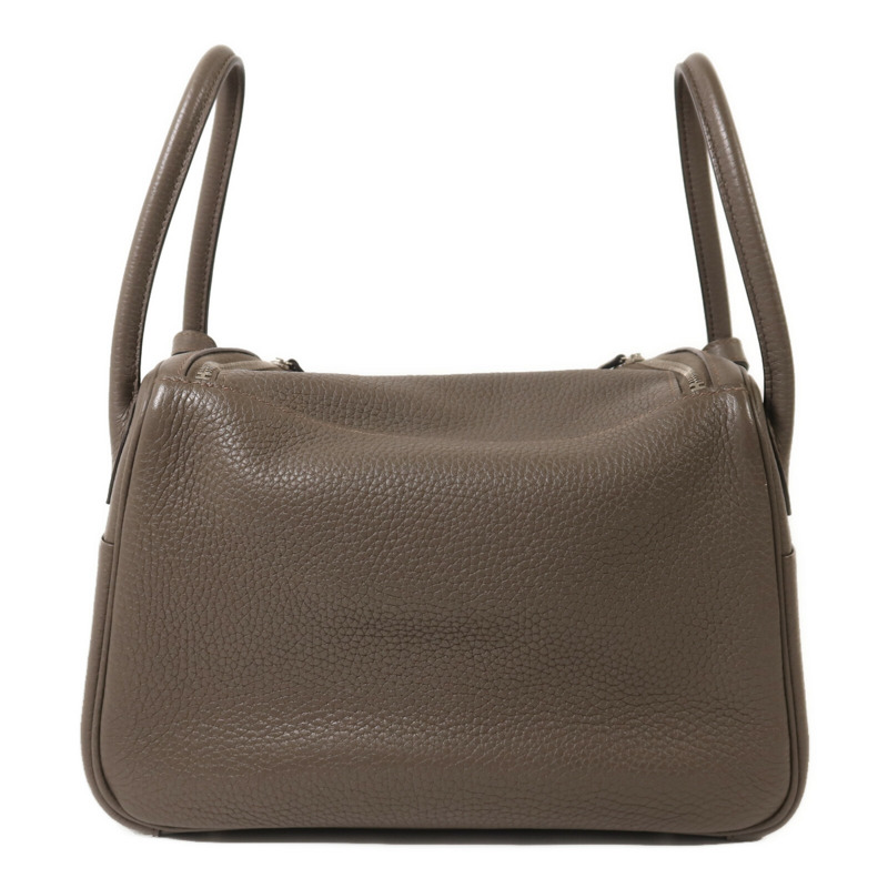HERMES Clemence皮革Lindy 26手挽肩背兩用袋Etain-1
