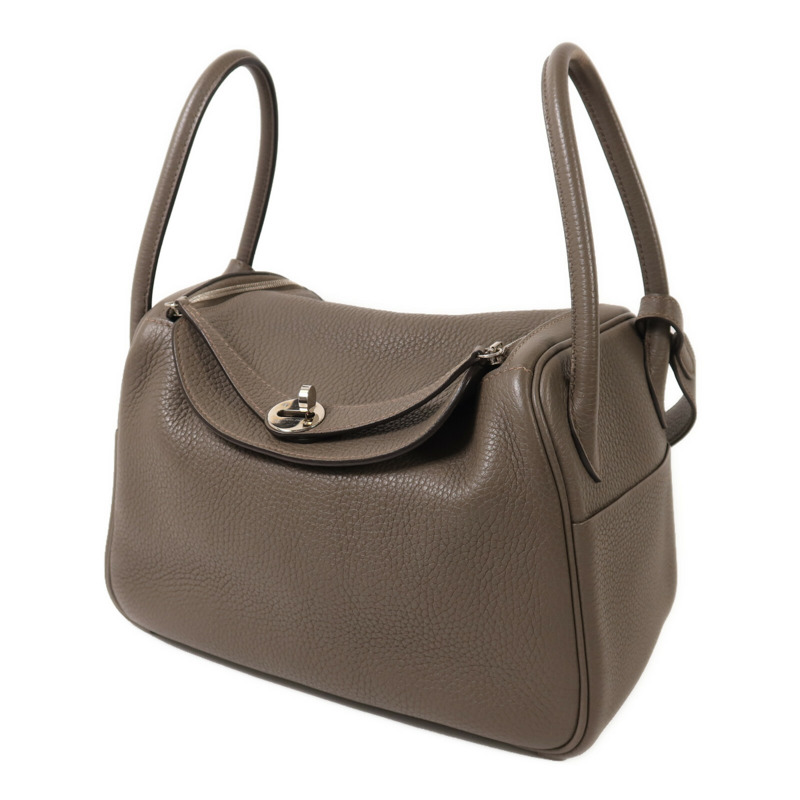 HERMES Clemence皮革Lindy 26手挽肩背兩用袋Etain-2