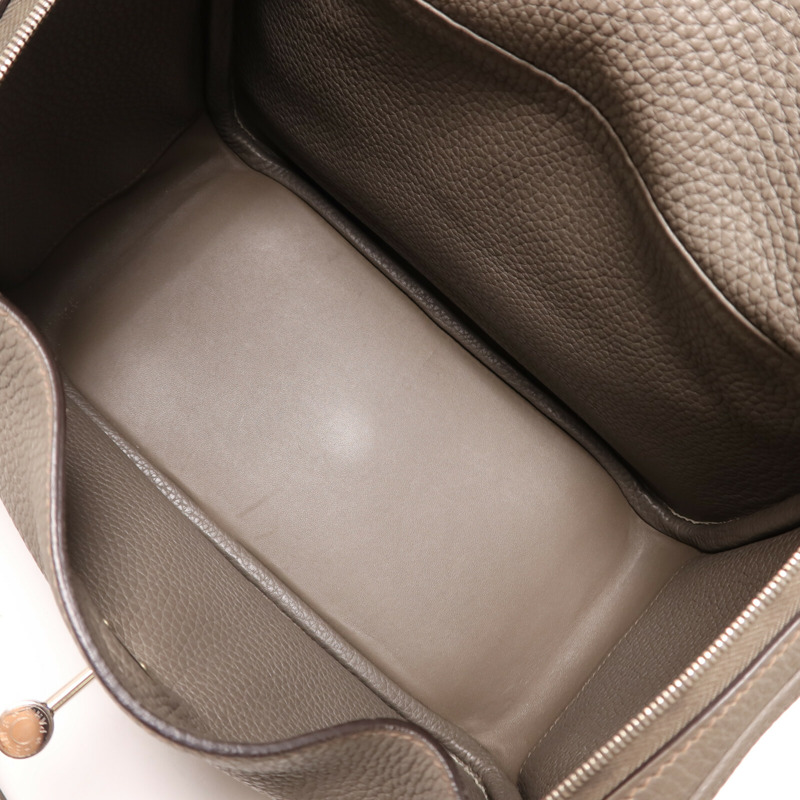 HERMES Clemence皮革Lindy 26手挽肩背兩用袋Etain-4