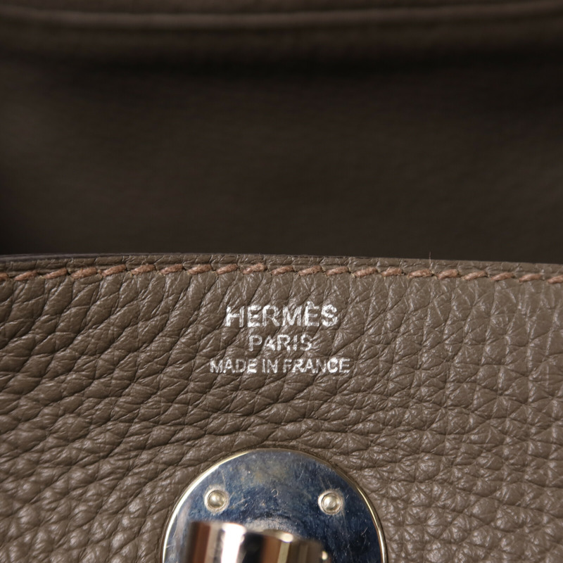 HERMES Clemence皮革Lindy 26手挽肩背兩用袋Etain-5