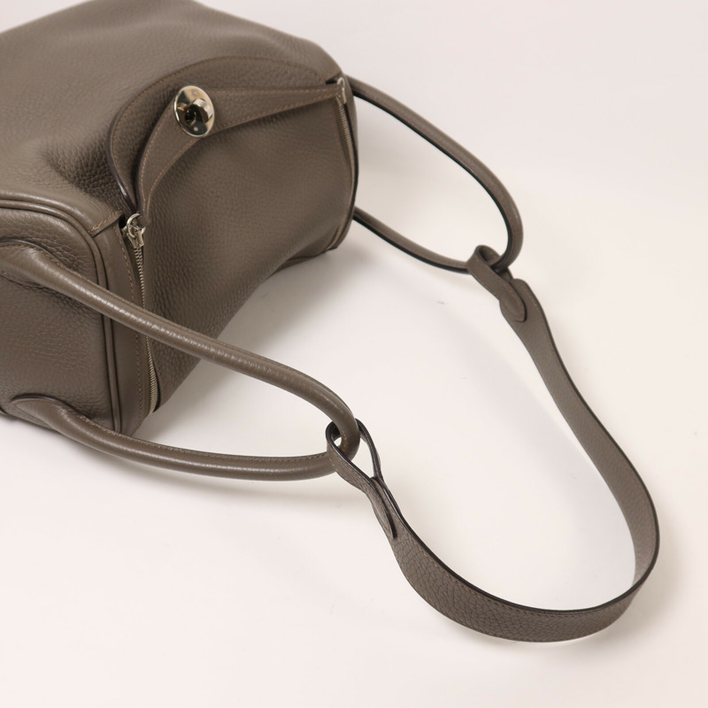 HERMES Clemence皮革Lindy 26手挽肩背兩用袋Etain-7