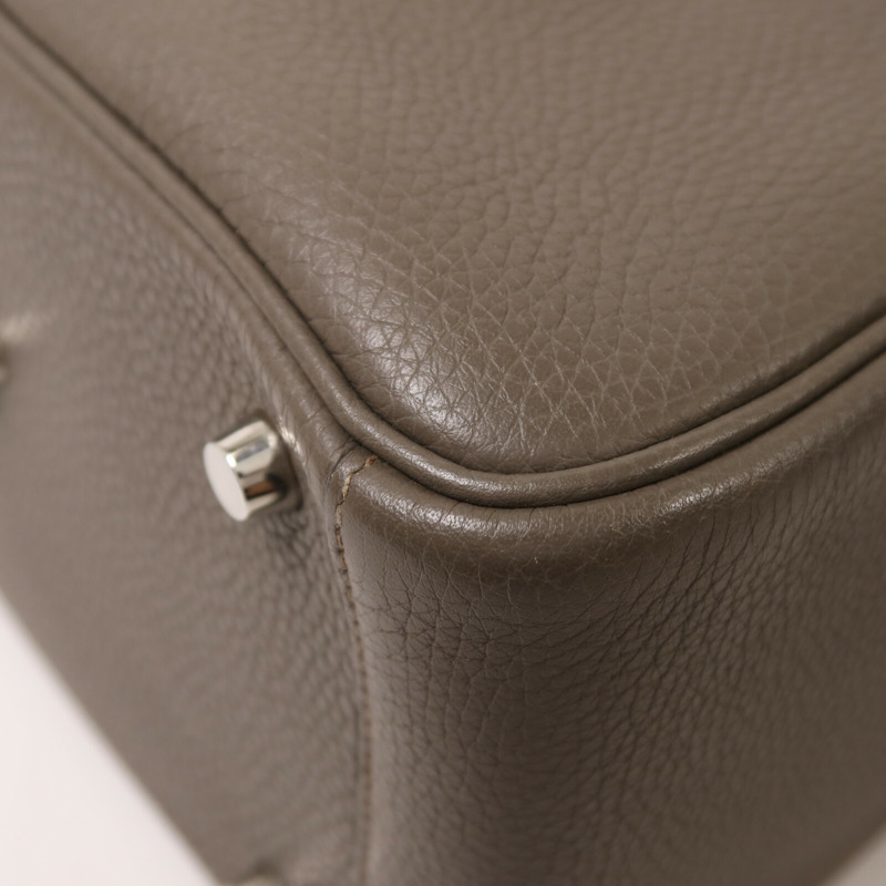 HERMES Clemence皮革Lindy 26手挽肩背兩用袋Etain-11
