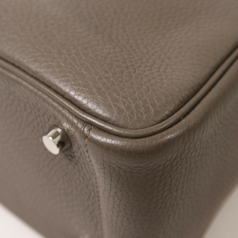 HERMES Clemence皮革Lindy 26手挽肩背兩用袋Etain-13