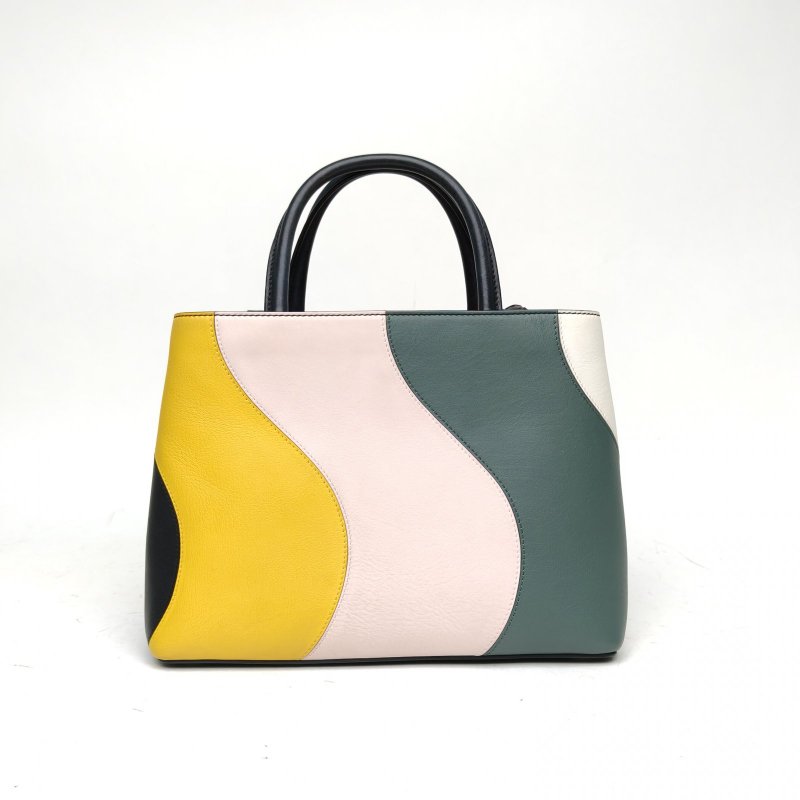 FENDI PETITE2JOURS小號拼色牛皮銀扣肩背包-2