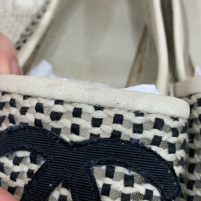 chanel 香奈兒 黑白編織漁夫鞋 36碼 🈚附件-6