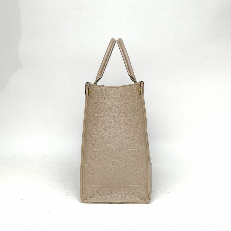 LOUIS VUITTON Onthego中號大象灰牛皮2020老花壓紋肩背包-1