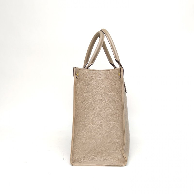 LOUIS VUITTON Onthego中號大象灰牛皮2020老花壓紋肩背包-3