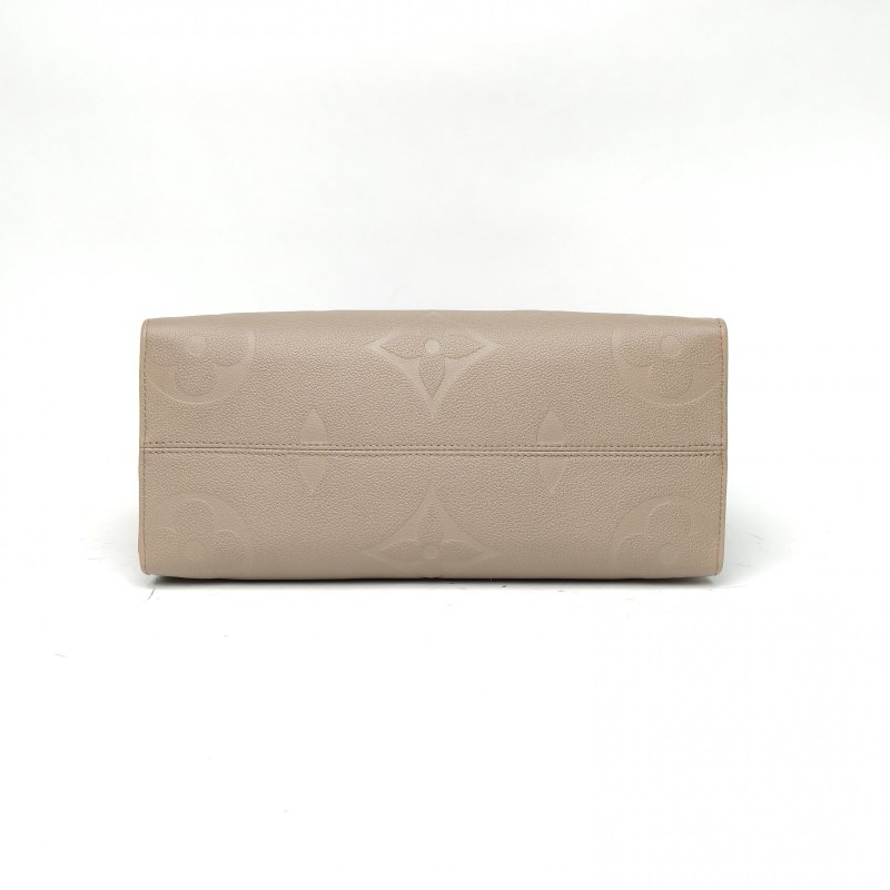 LOUIS VUITTON Onthego中號大象灰牛皮2020老花壓紋肩背包-4