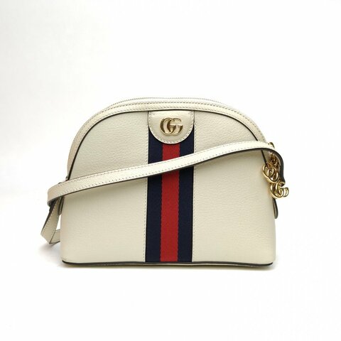 GUCCI Ophidia貝殼包小號白色牛皮金扣肩背包