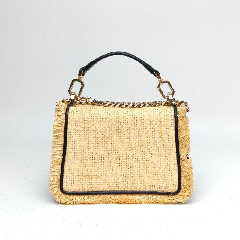 BVLGARI 棕色草編SerpentiForever限量拉菲草蛇頭包肩背包-2