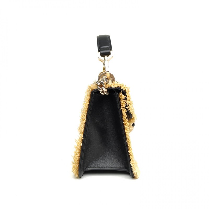 BVLGARI 棕色草編SerpentiForever限量拉菲草蛇頭包肩背包-3