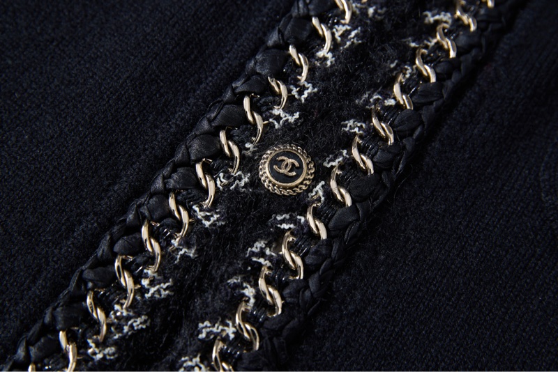 CHANEL經典黑色針織開衫-5