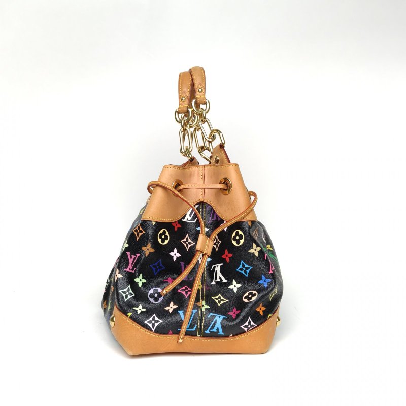 LOUIS VUITTON 中古金扣手提包黑三彩PVC2007肩背包-1