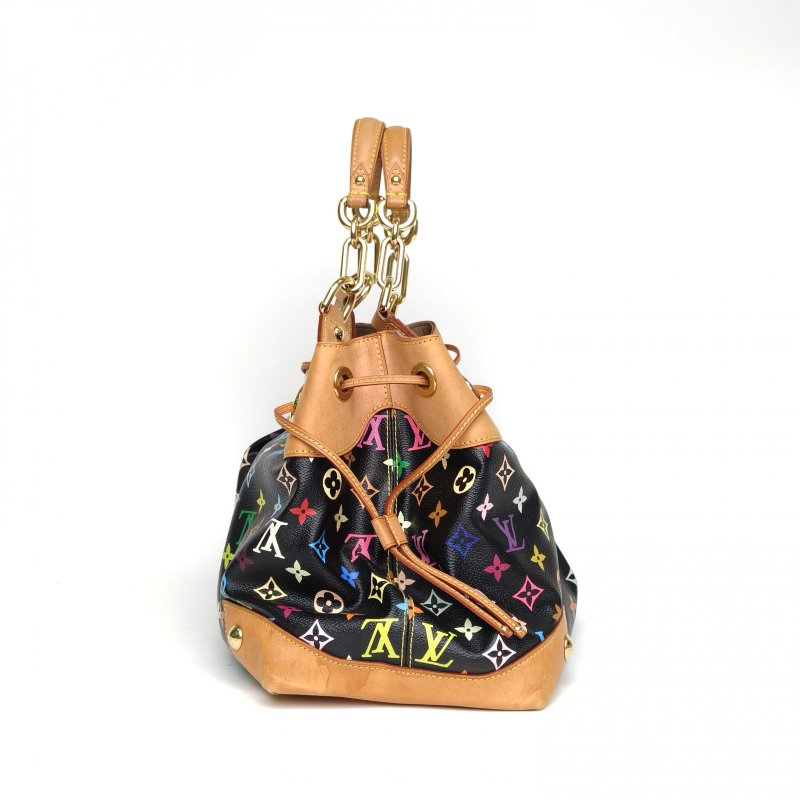 LOUIS VUITTON 中古金扣手提包黑三彩PVC2007肩背包-3