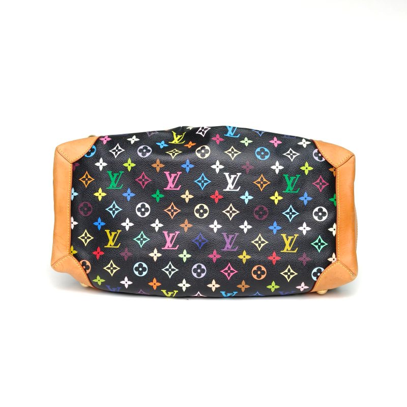 LOUIS VUITTON 中古金扣手提包黑三彩PVC2007肩背包-4