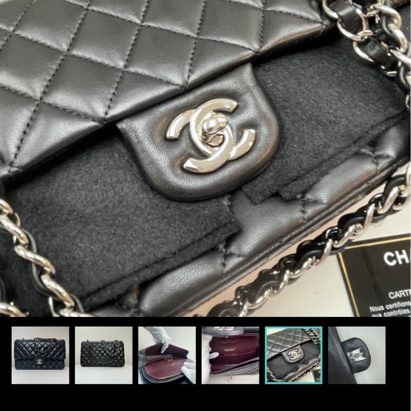 Chanel 經典包款 coco25香奈兒 黑菱格紋 羊皮銀扣雙C-9