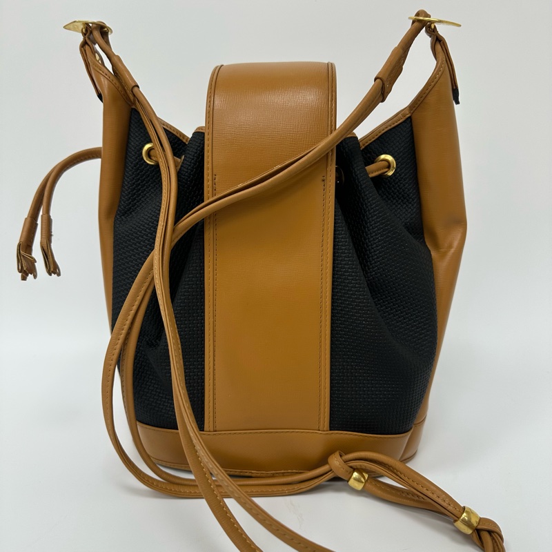 【赫蒂國際精品】YSL 聖羅蘭 絕版 古董編織拼皮革水桶包 vintage-4