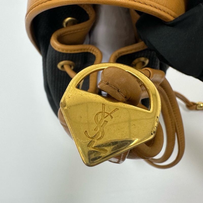 【赫蒂國際精品】YSL 聖羅蘭 絕版 古董編織拼皮革水桶包 vintage-7