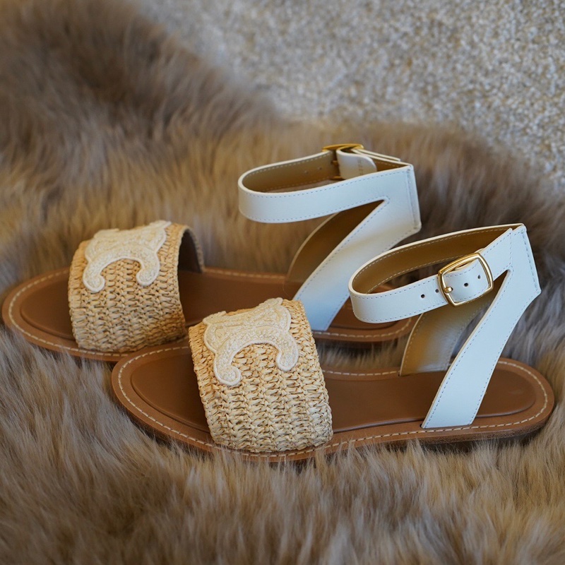 閒置未使用 Celine賽琳 凱旋門 平底 搭扣涼拖 尺碼：37 🈚附件-2