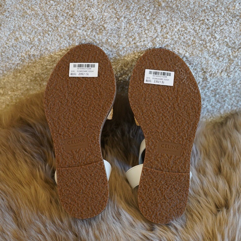 閒置未使用 Celine賽琳 凱旋門 平底 搭扣涼拖 尺碼：37 🈚附件-4