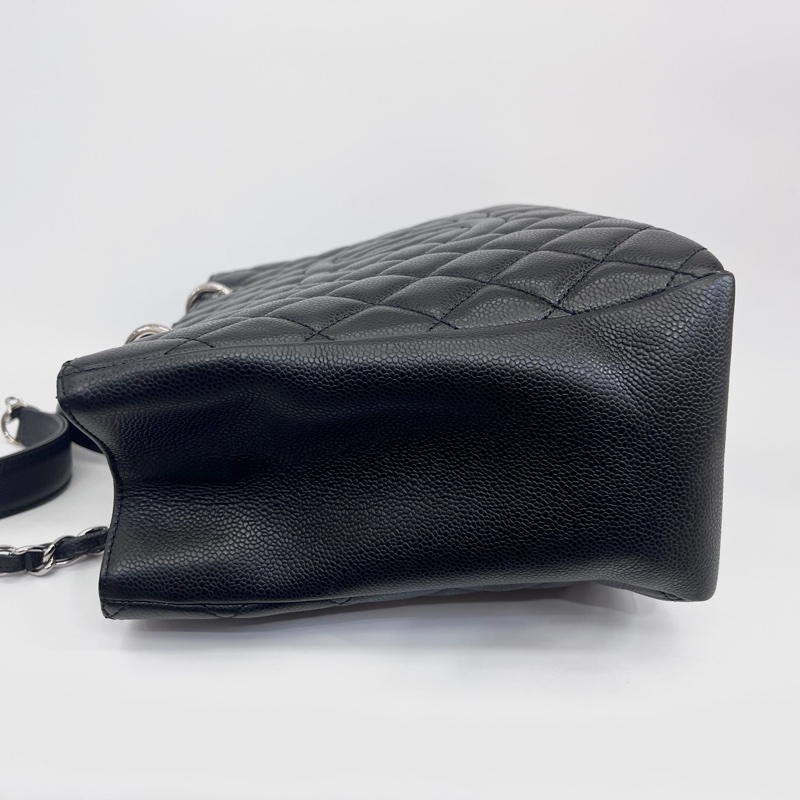 Chanel 黑荔枝牛皮菱格紋GST銀釦肩背包-3