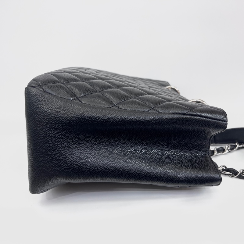 Chanel 黑荔枝牛皮菱格紋GST銀釦肩背包-4