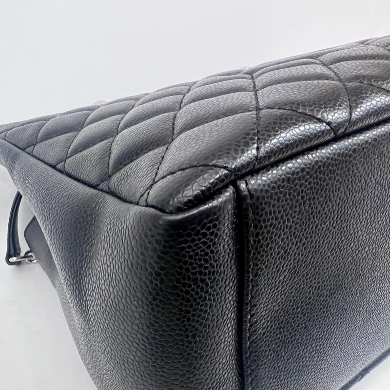 Chanel 黑荔枝牛皮菱格紋GST銀釦肩背包-6
