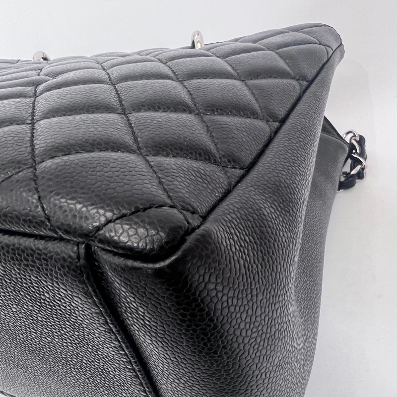 Chanel 黑荔枝牛皮菱格紋GST銀釦肩背包-7