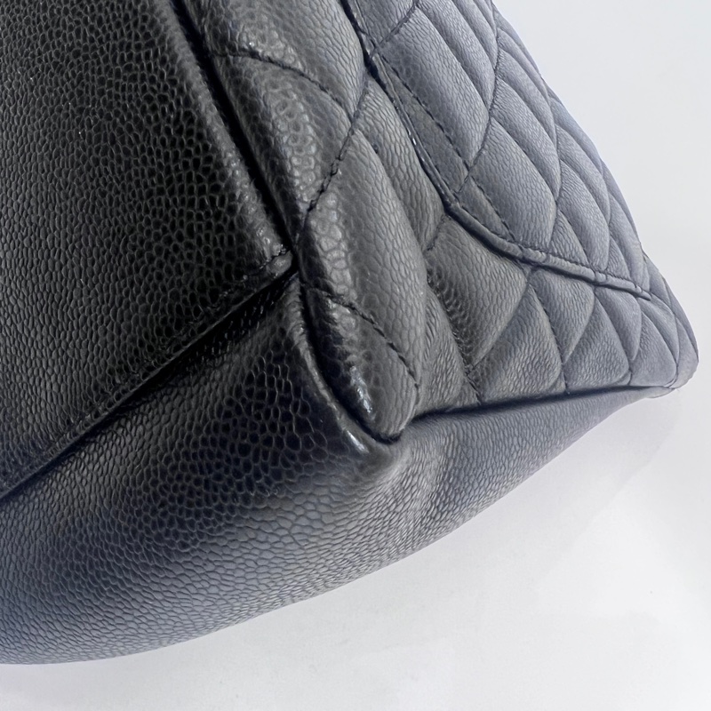 Chanel 黑荔枝牛皮菱格紋GST銀釦肩背包-8