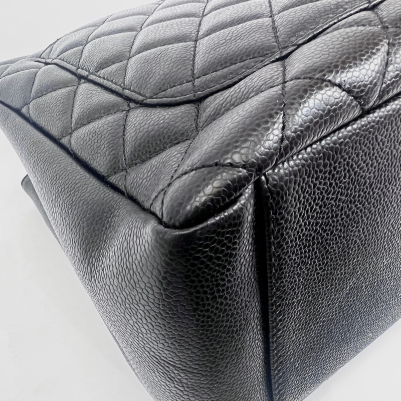 Chanel 黑荔枝牛皮菱格紋GST銀釦肩背包-9