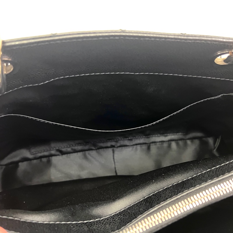 Chanel 黑荔枝牛皮菱格紋GST銀釦肩背包-12