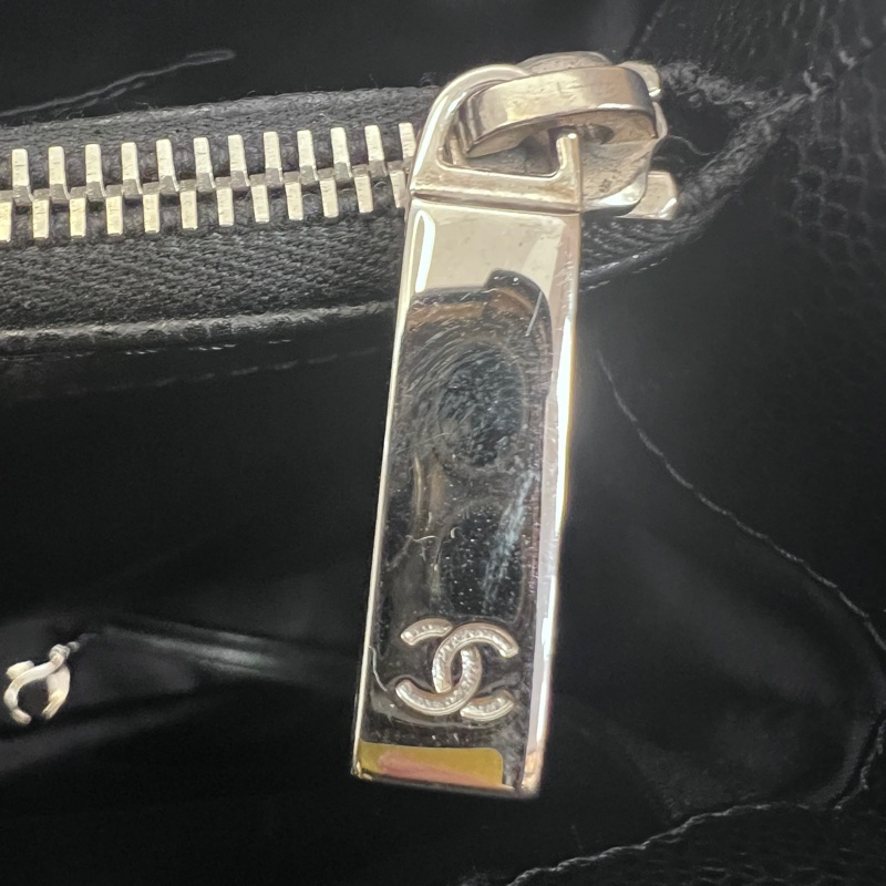 Chanel 黑荔枝牛皮菱格紋GST銀釦肩背包-19