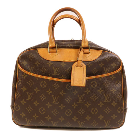 LOUIS VUITTON Monogram Deauville金扣手挽袋棕色