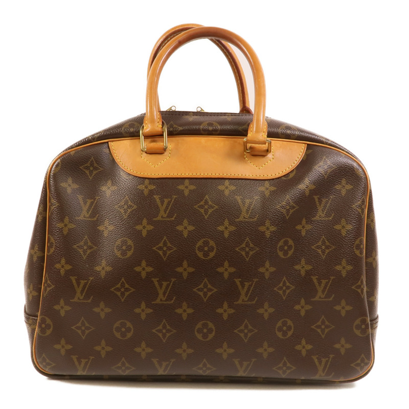 LOUIS VUITTON Monogram Deauville金扣手挽袋棕色-1