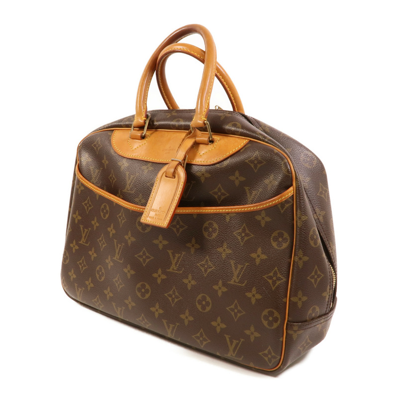 LOUIS VUITTON Monogram Deauville金扣手挽袋棕色-2