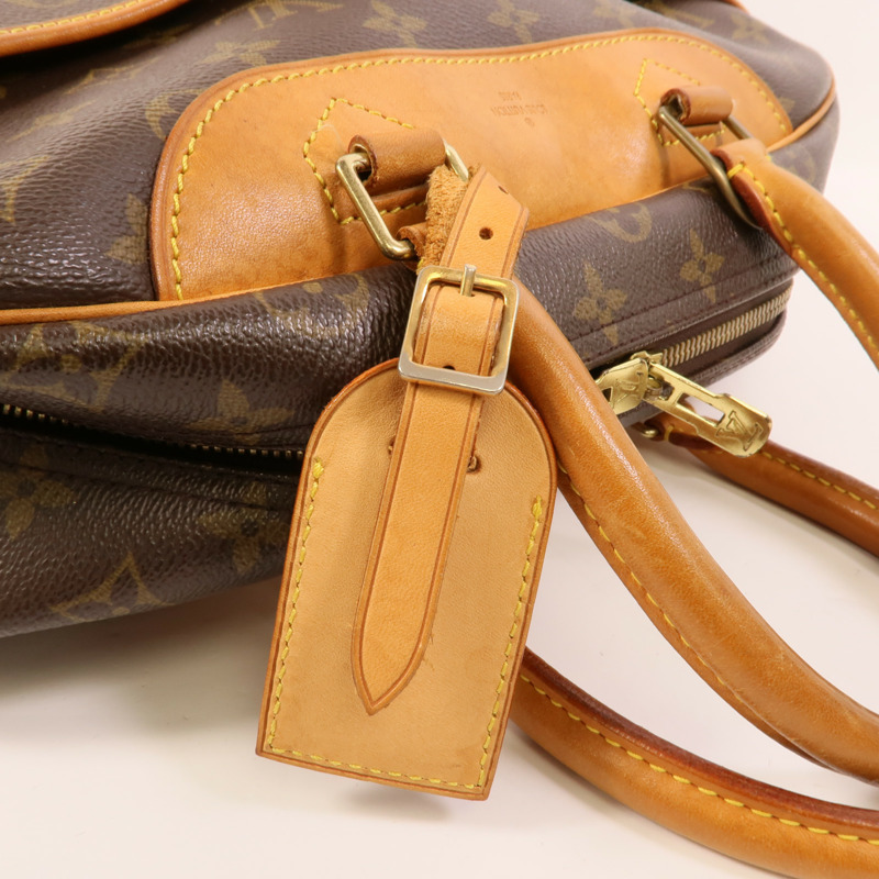 LOUIS VUITTON Monogram Deauville金扣手挽袋棕色-6